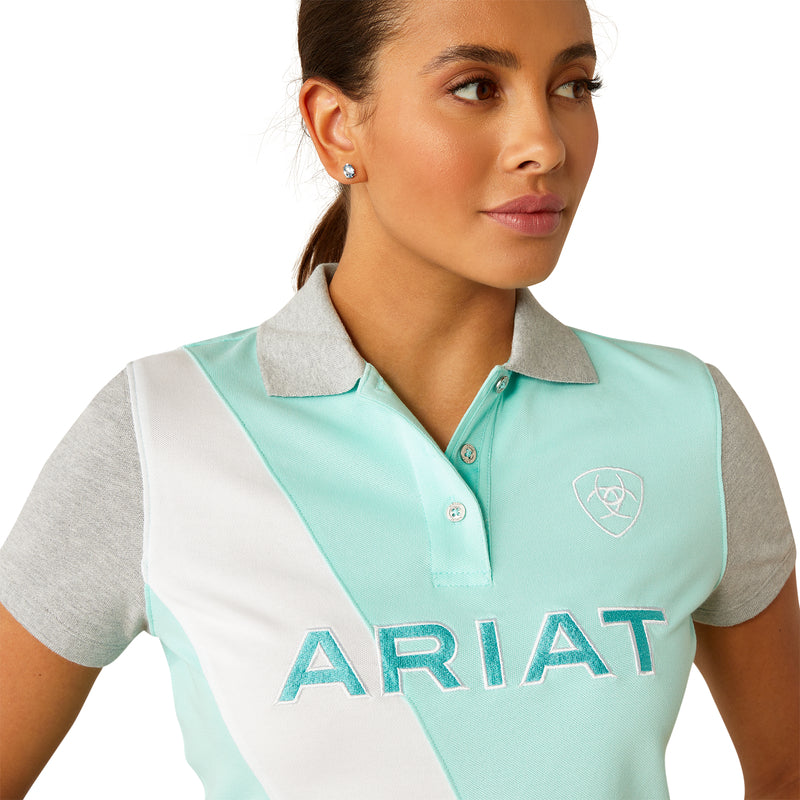 Ariat Womens Taryn S/S Polo Beach Glass / Electric Green