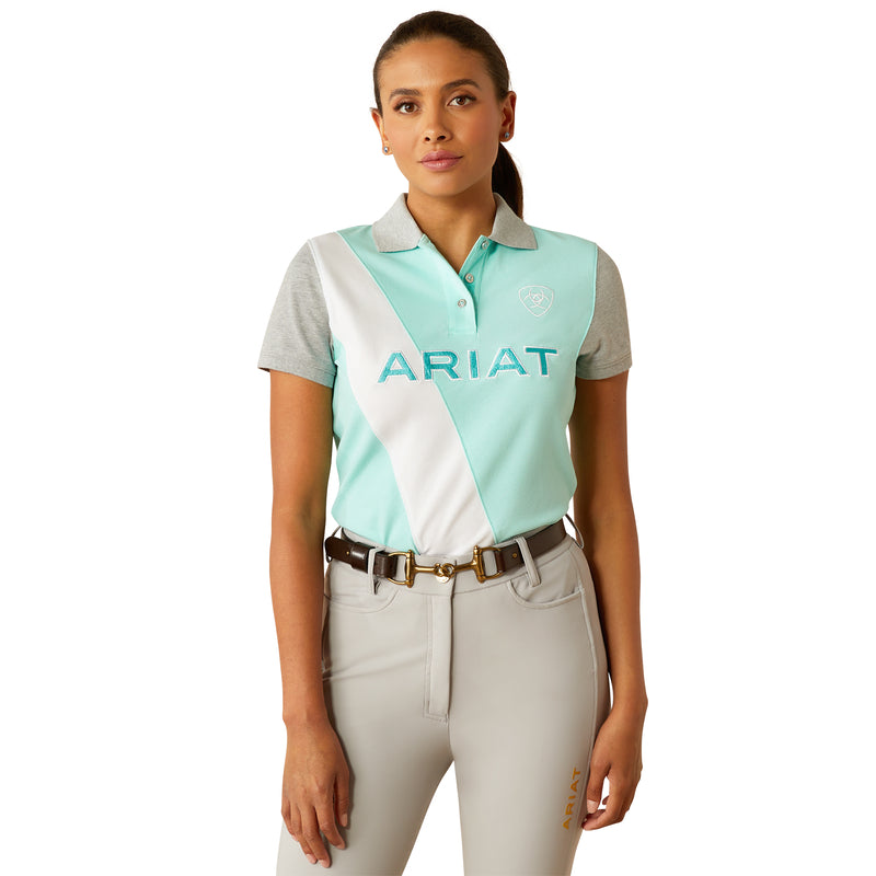 Ariat Womens Taryn S/S Polo Beach Glass / Electric Green
