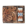 Hand Tooled Scroll Embroidered Inlay Bifold Wallet