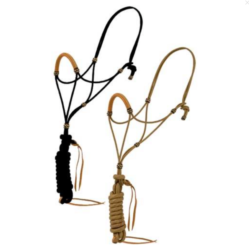 Ezy Ride Elite Rope Halter Leather Nose w Lead
