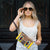 Yellow Saddle Blanket Clutch w Tooled Leather