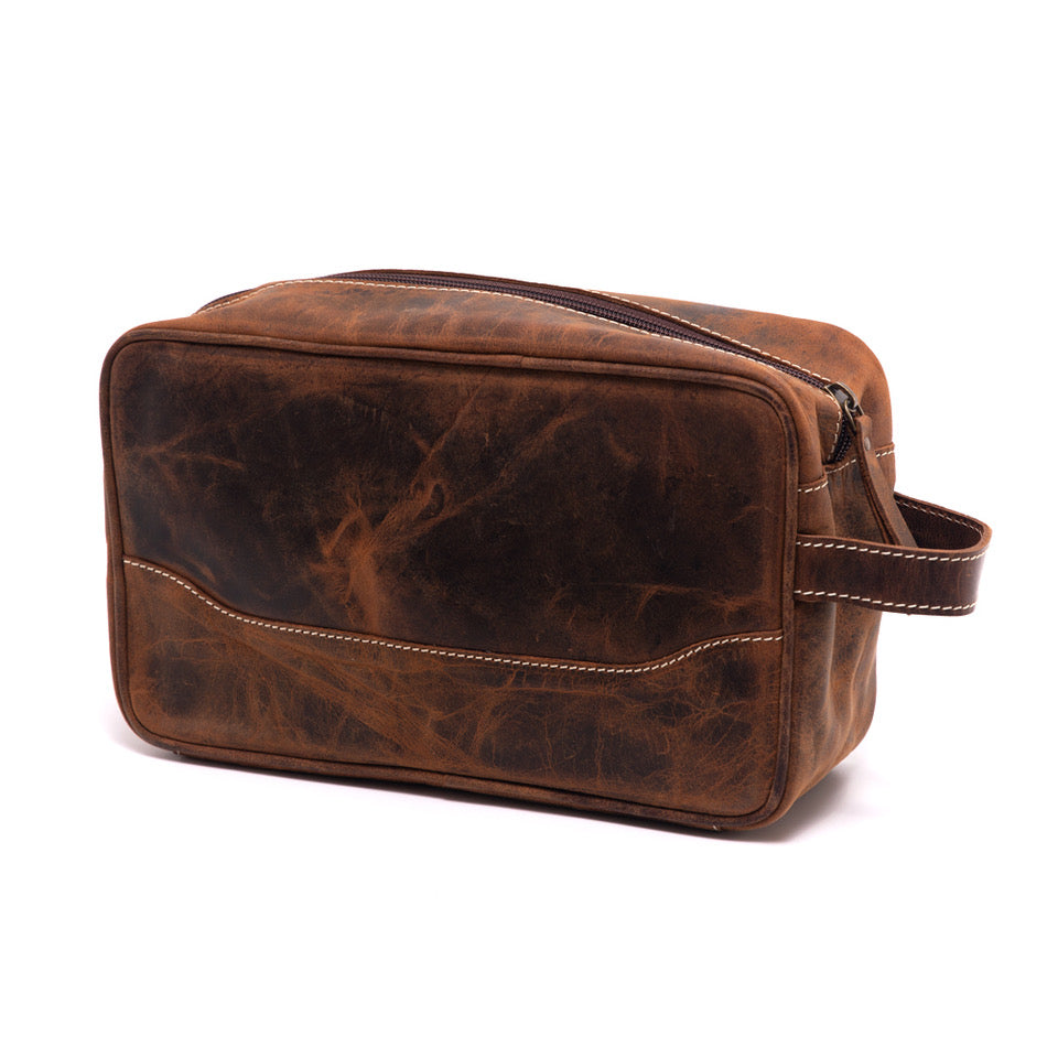 Antique Leather Toiletries Bag