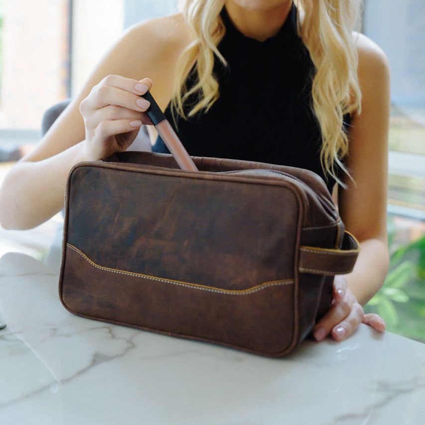 Antique Leather Toiletries Bag