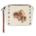 Justin Ladies Cosmetic Pouch Canvas w Bronco and Cowgirl