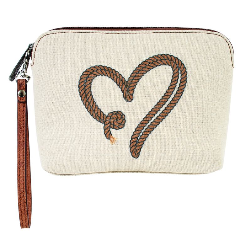 Justin Ladies Cosmetic Pouch Canvas w Brown Rope Heart