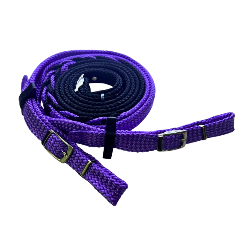Joined Buckle Reins Two Tone With Rein Stop