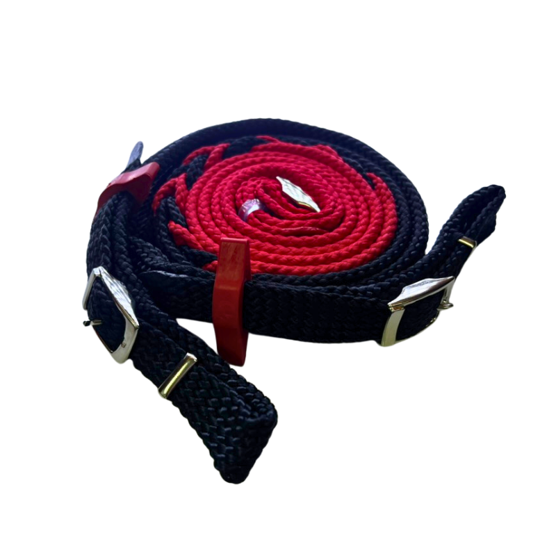 Joined Buckle Reins Two Tone With Rein Stop