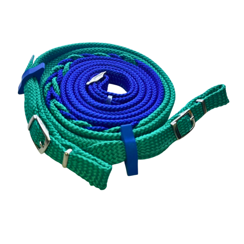 Joined Buckle Reins Two Tone With Rein Stop