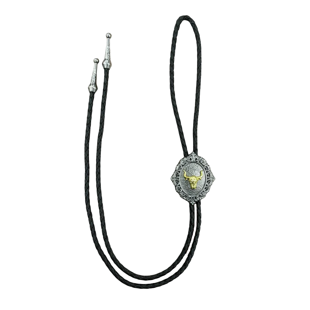 Bull Head Filgree Backing Bolo Tie