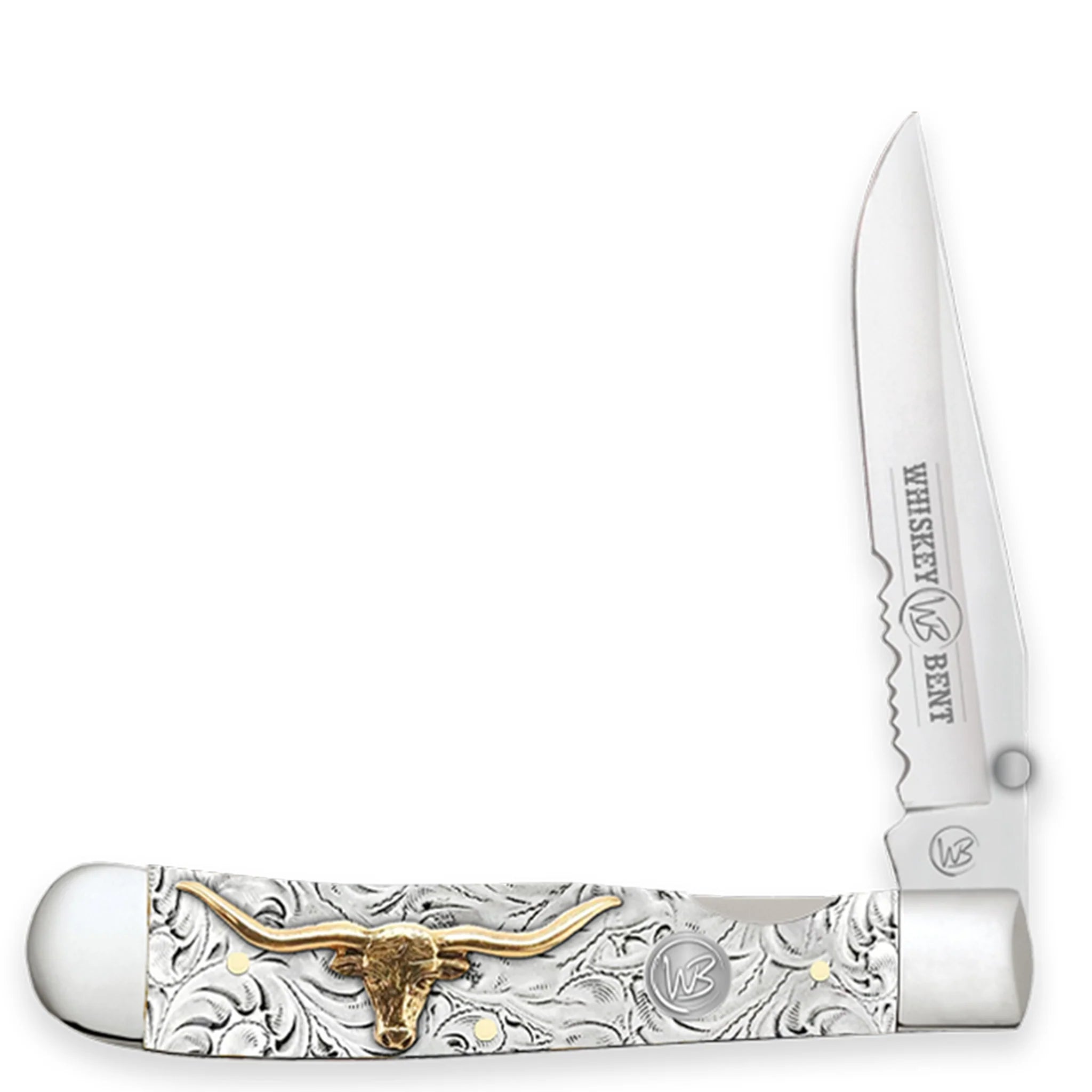 Whiskey Bent Trapper Traditional Slip Joint Single Serrated Blade