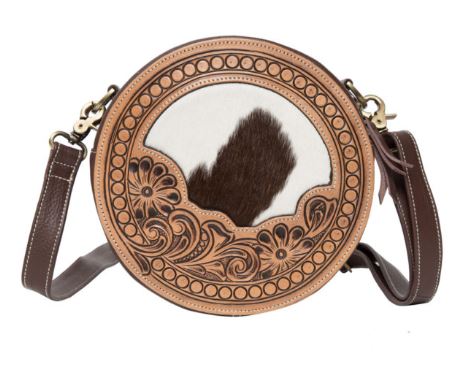 Jamaica Tooled Leather Round Cowhide Bag