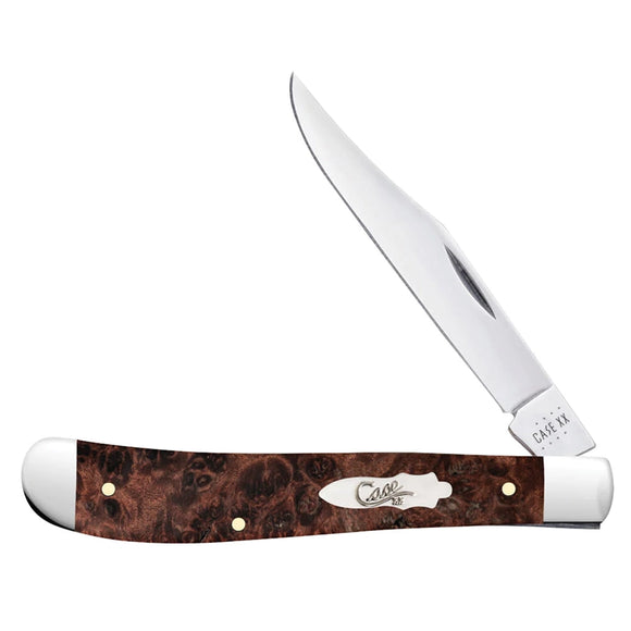 Burl Wood Smooth Slimline Trapper Single Blade Knife