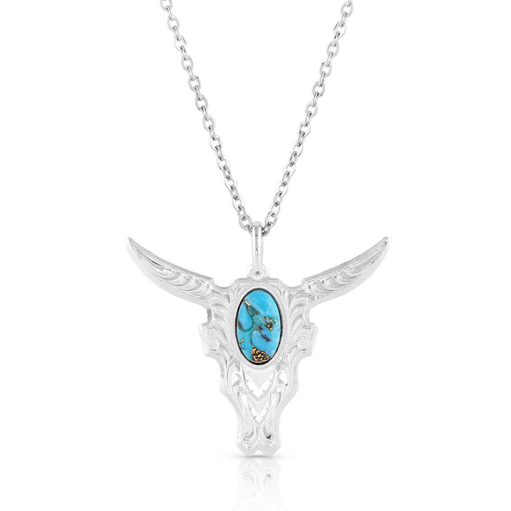 Montana Silver Skull w Turquoise Necklace