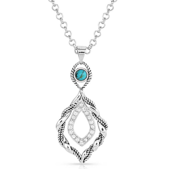 Twisted in Time Crystal Turquoise Necklace