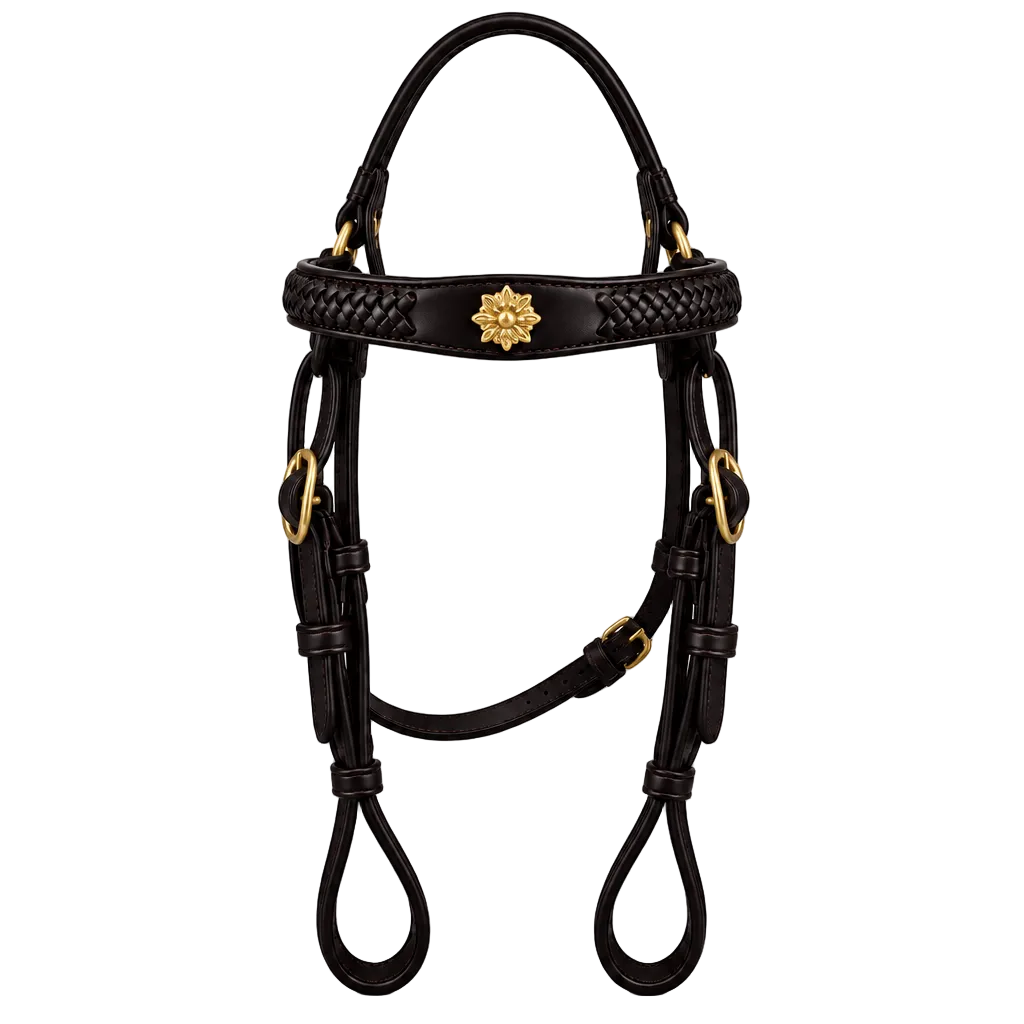 Hy Ride Barcoo Bridle with Brass Stud and Laced Browband