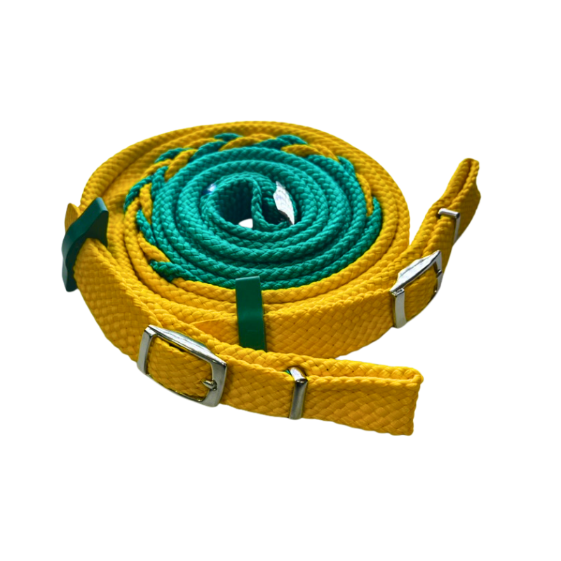 Joined Buckle Reins Two Tone With Rein Stop