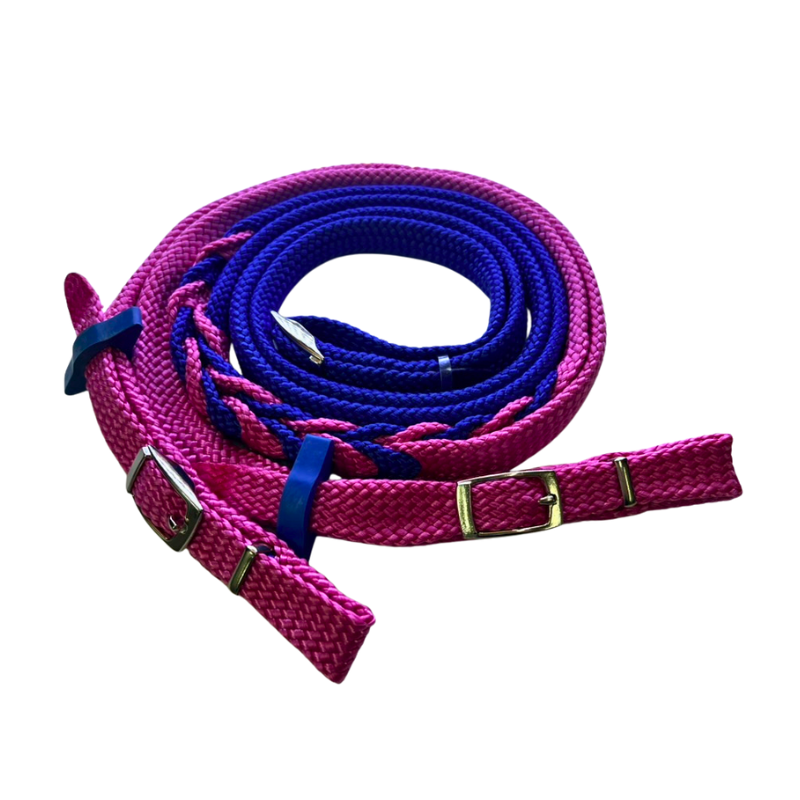 Joined Buckle Reins Two Tone With Rein Stop