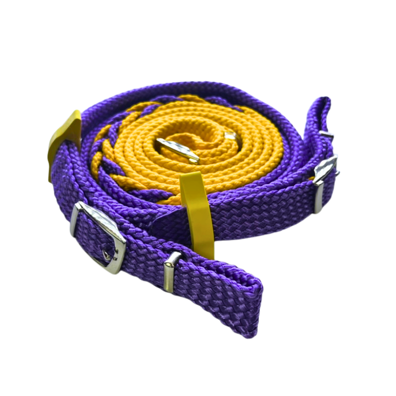 Joined Buckle Reins Two Tone With Rein Stop