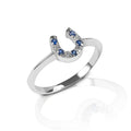 Kelly Herd Blue and Clear Horseshoe Ring