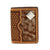 Trifold Basket Tooled Cowhide Square Concho Wallet