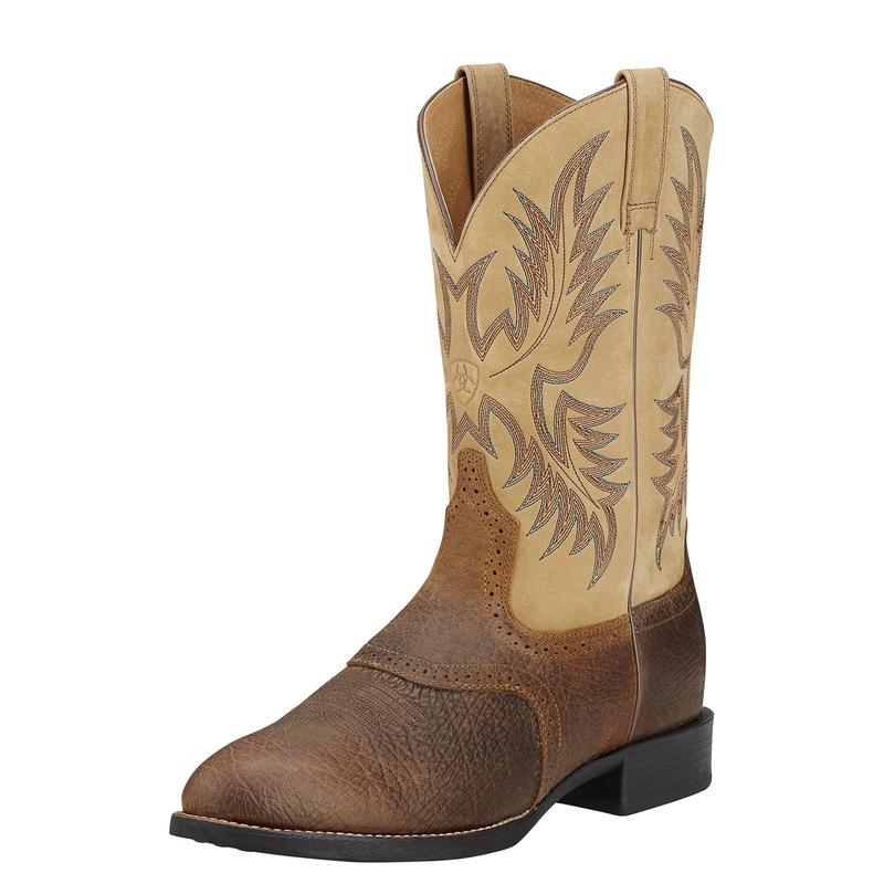 Ariat Mens Heritage Stockman Tumbled Brown Beige Boot