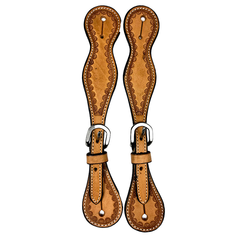 Ezy Ride Spur Strap with Small Flower Border Stamping and Stitching