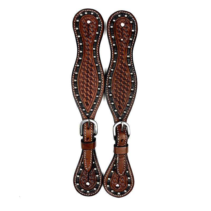 Ezy Ride Spur Strap with Basket Stamp and Border Dots 2 Tone