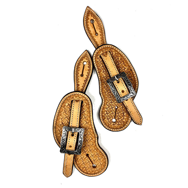Ezy Ride Spur Strap Cowboy Shape with Stamping and Square Silver Buckles