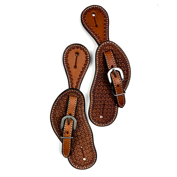 Ezy Ride Spur Strap Cowboy Shape with Small Flower Stamping
