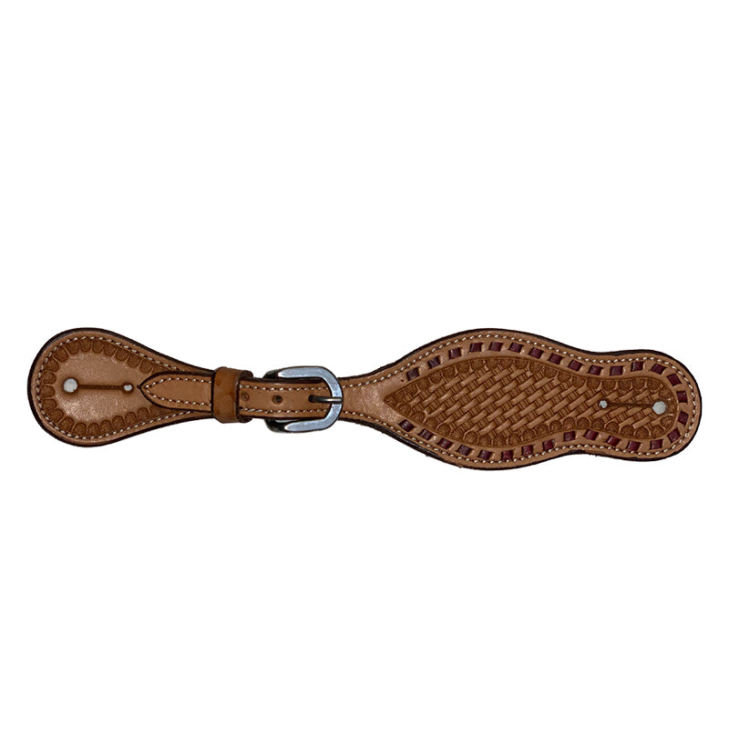 Ezy Ride Spur Strap with Basket Stamping and Red Lace Border
