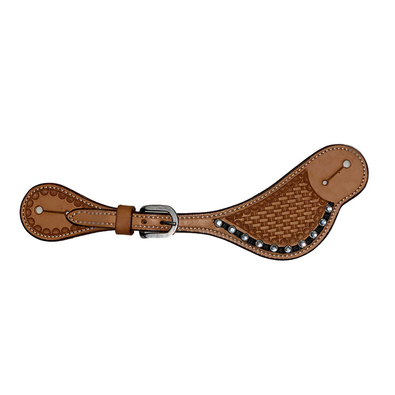 Shaped Weave w Crystals Spur Strap