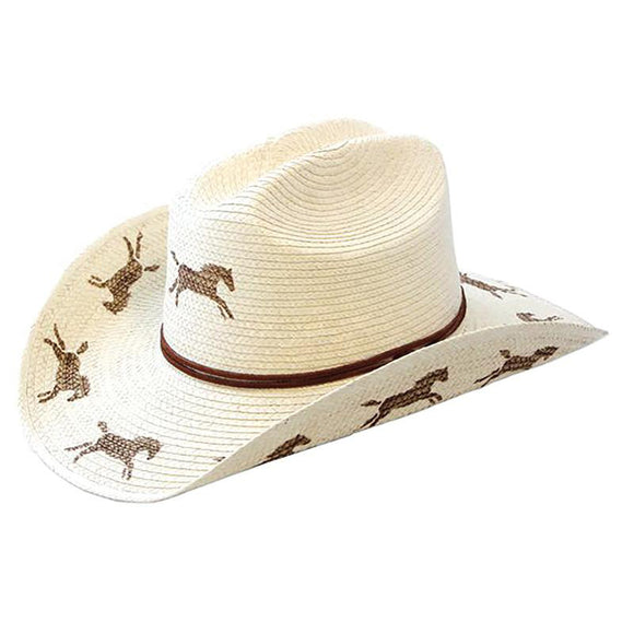 Sunbody Kids Running Horse Cattleman Palm Straw Hat