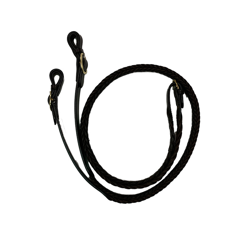 Aus Made Plaited Leather Reins w Brass Buckle