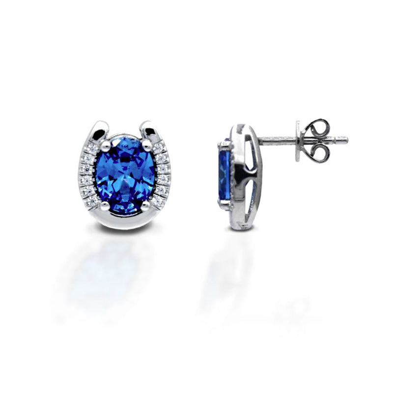 Kelly Herd Earrings Blue Stone Horseshoe