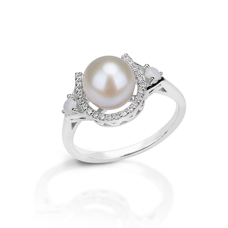 Kelly Herd Pearl and White Opal Ring