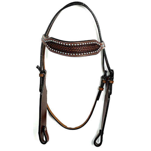 Ezy Ride Bridle Wide Brow with Turquoise Lace and Basket Stamped