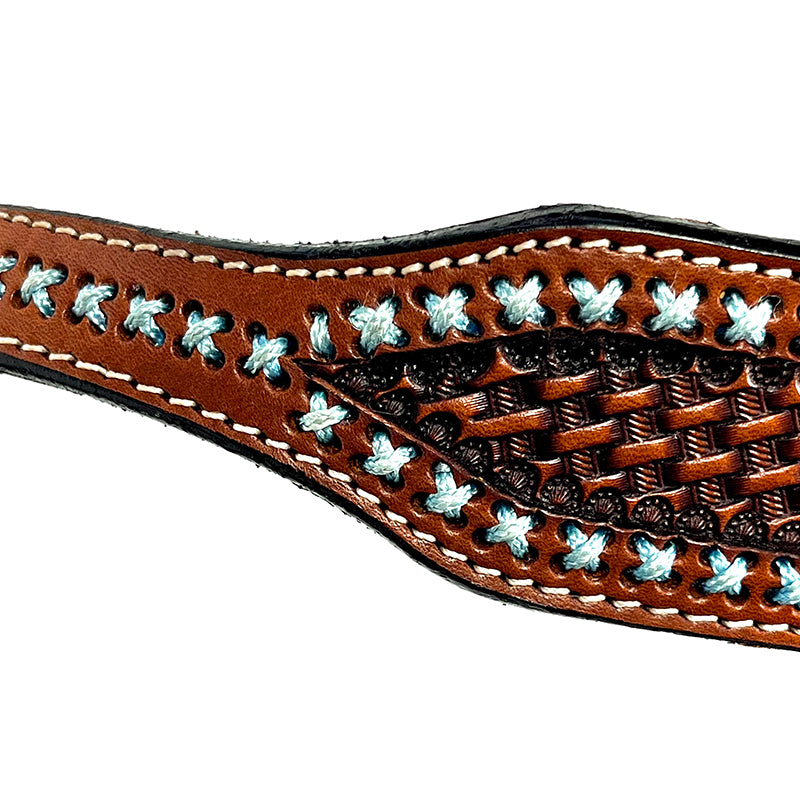 Ezy Ride Bridle Wide Brow with Turquoise Lace and Basket Stamped