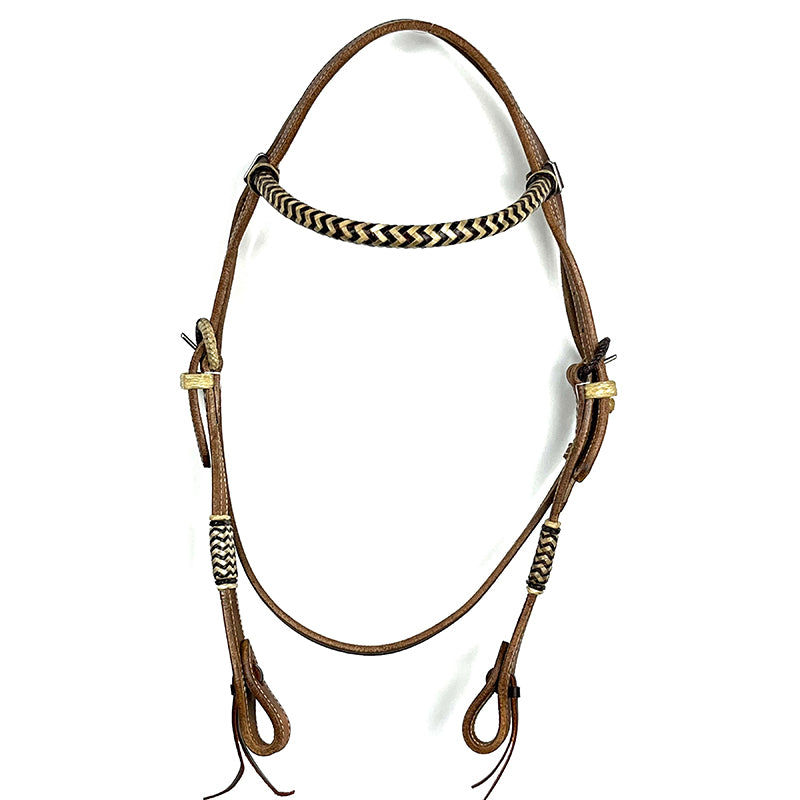 Ezy Ride Bridle Brow with Rawhide Plaited Brow and Buckles