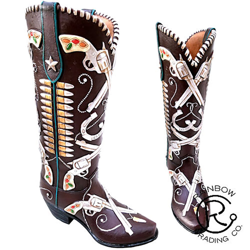 Double Gun Boot Vase 14in