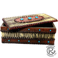 Wood w Turquoise Large Trinket Box
